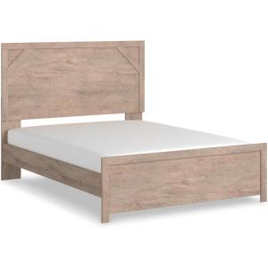Signature Design by Ashley Senniberg Rustic King Panel Bed with Metal Slats, Foundation or Box Spring Needed, Light Brown(Light Brown/White)