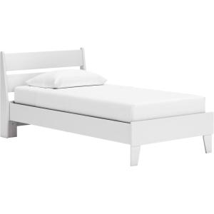 Signature Design by Ashley Socalle Casual Farmhouse Platform Bed Frame, Twin, Natural Beige(White)