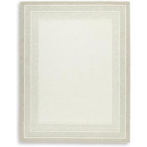 Signature Design by Ashley Teelgan Casual Indoor Hand-Tufted Geometric Wool 10 x 14 Rug, Light Brown & White(5’1″ x 6’11” (Rectangular))