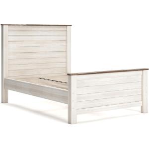 Signature Design by Ashley Willowton Casual California King Panel Bed with Metal Slats, Foundation or Box Spring Needed, Whitewash(Full)