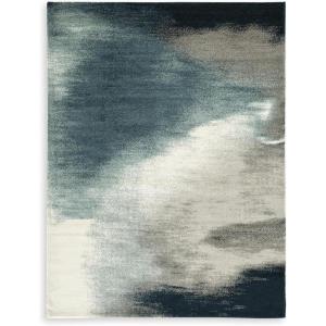Signature Design by Ashley Wyscott Contemporary 8 x 10 High Pile Marble Abstract Design Rug, Beige, Gray & Black(Blue/Gray/Ivory)