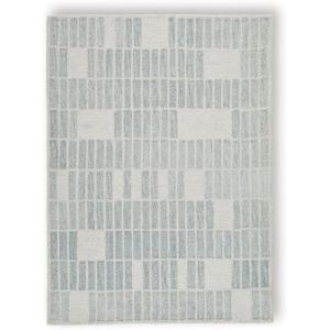 Signature Design by Ashley Wyscott Contemporary 8 x 10 High Pile Marble Abstract Design Rug, Beige, Gray & Black(Blue/Ivory)