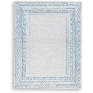 Signature Design by Ashley Wyscott Contemporary 8 x 10 High Pile Marble Abstract Design Rug, Beige, Gray & Black(Blue/Ivory/Gray)