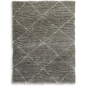 Signature Design by Ashley Wyscott Contemporary 8 x 10 High Pile Marble Abstract Design Rug, Beige, Gray & Black(Gray/Cream)
