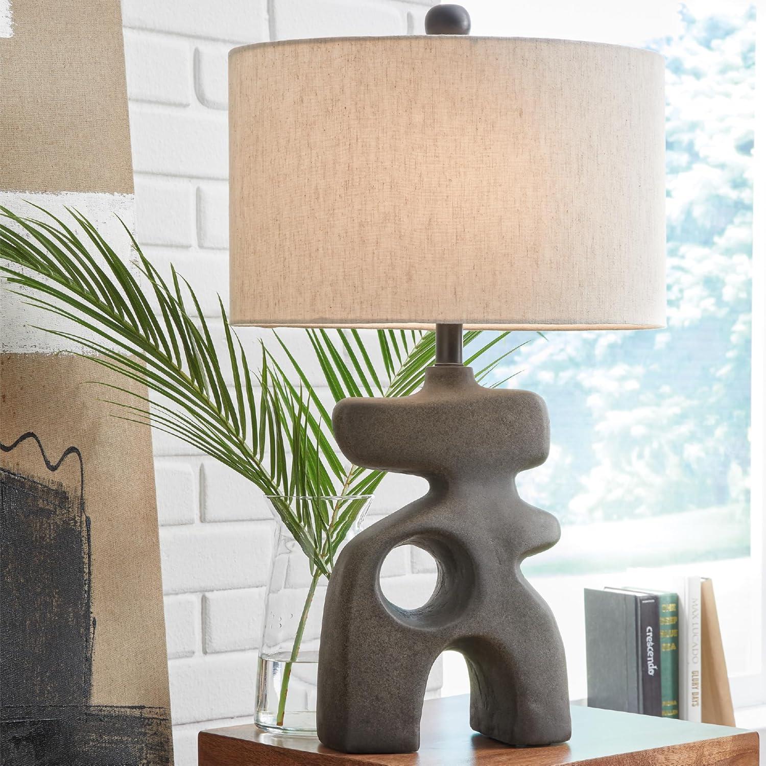 imageSignature Design by Ashley Danacy Farmhouse Distressed Paper Composite Table Lamp with 3Way Switch Black