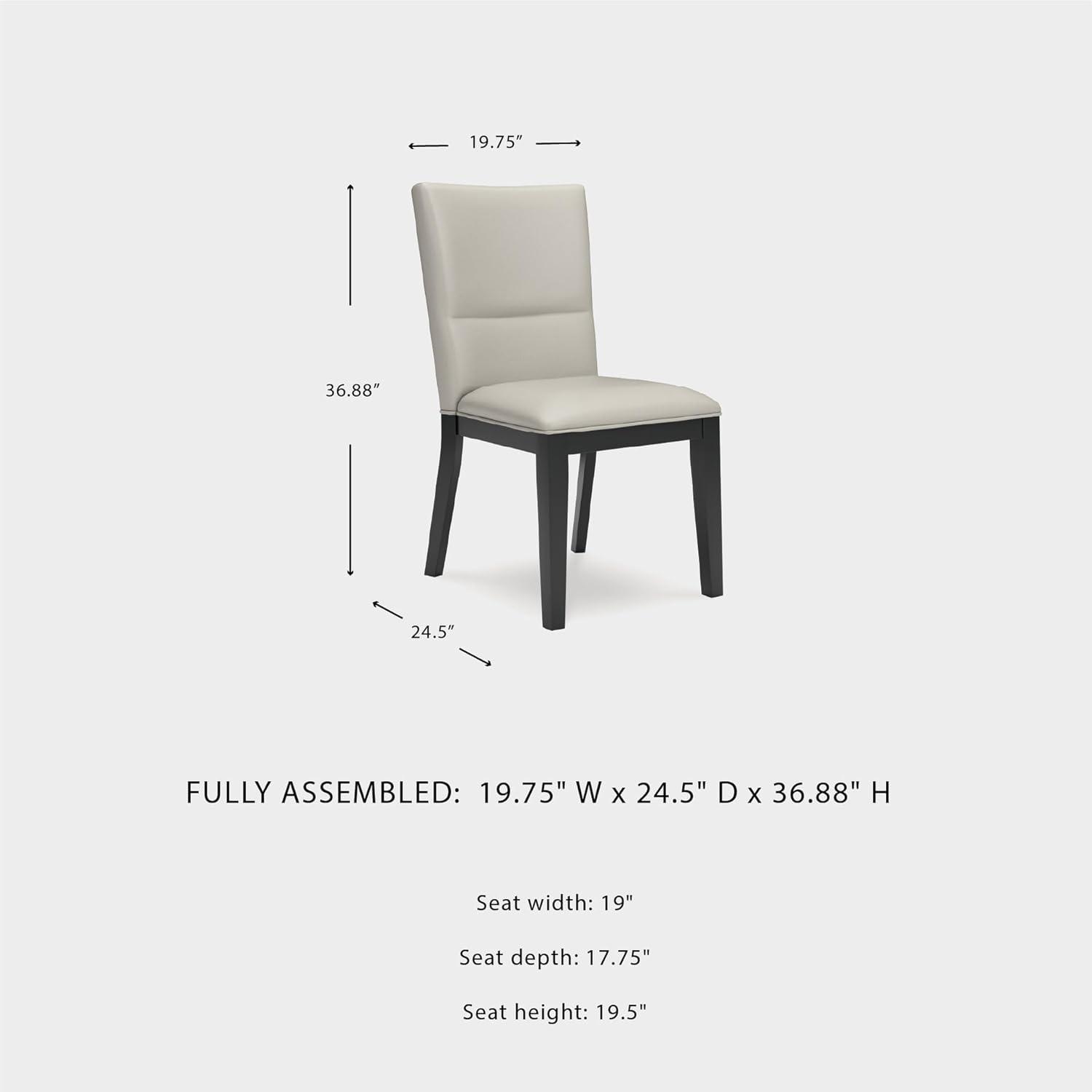 imageSignature Design by Ashley Glinari Modern Indoor Faux Leather Upholstered Armless Solid Wood Dining Chair with 4 Legs Set of 2 White ampamp Black
