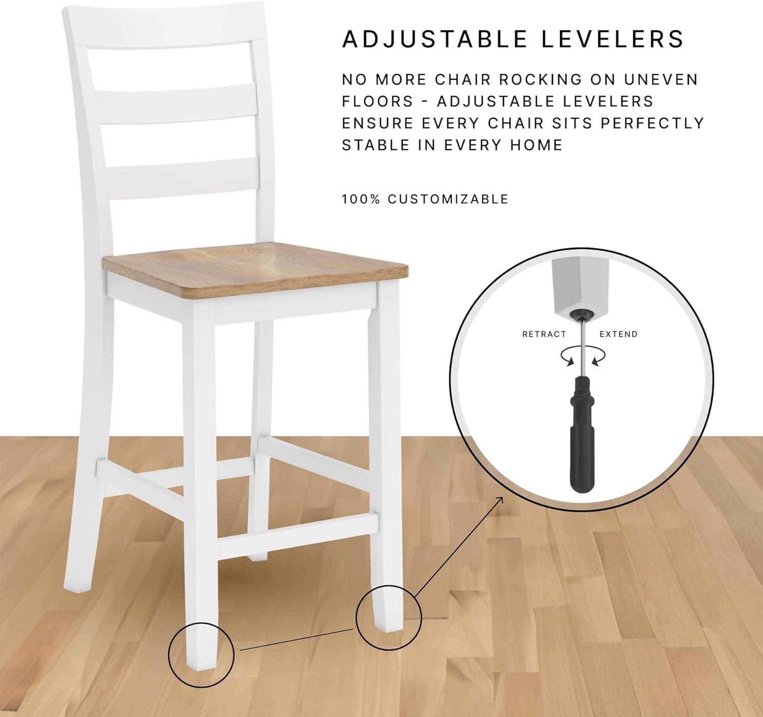 imageSignature Design by Ashley Glinari Modern Indoor Faux Leather Upholstered Armless Solid Wood Dining Chair with 4 Legs Set of 2 White ampamp Black