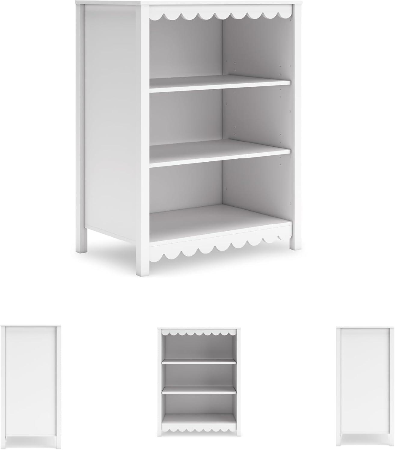 imageSignature Design by Ashley Hallityn Modern Freestanding 3Tier Bookcase with 2 Adjustable Shelves White