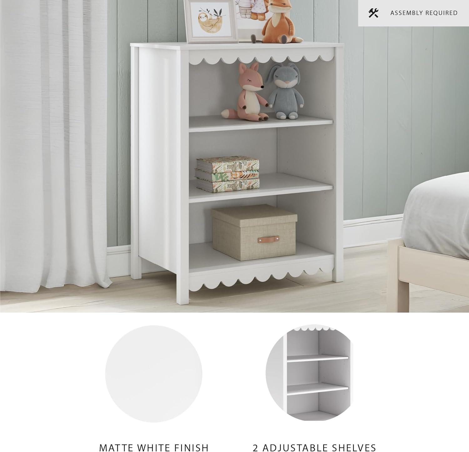 imageSignature Design by Ashley Hallityn Modern Freestanding 3Tier Bookcase with 2 Adjustable Shelves White