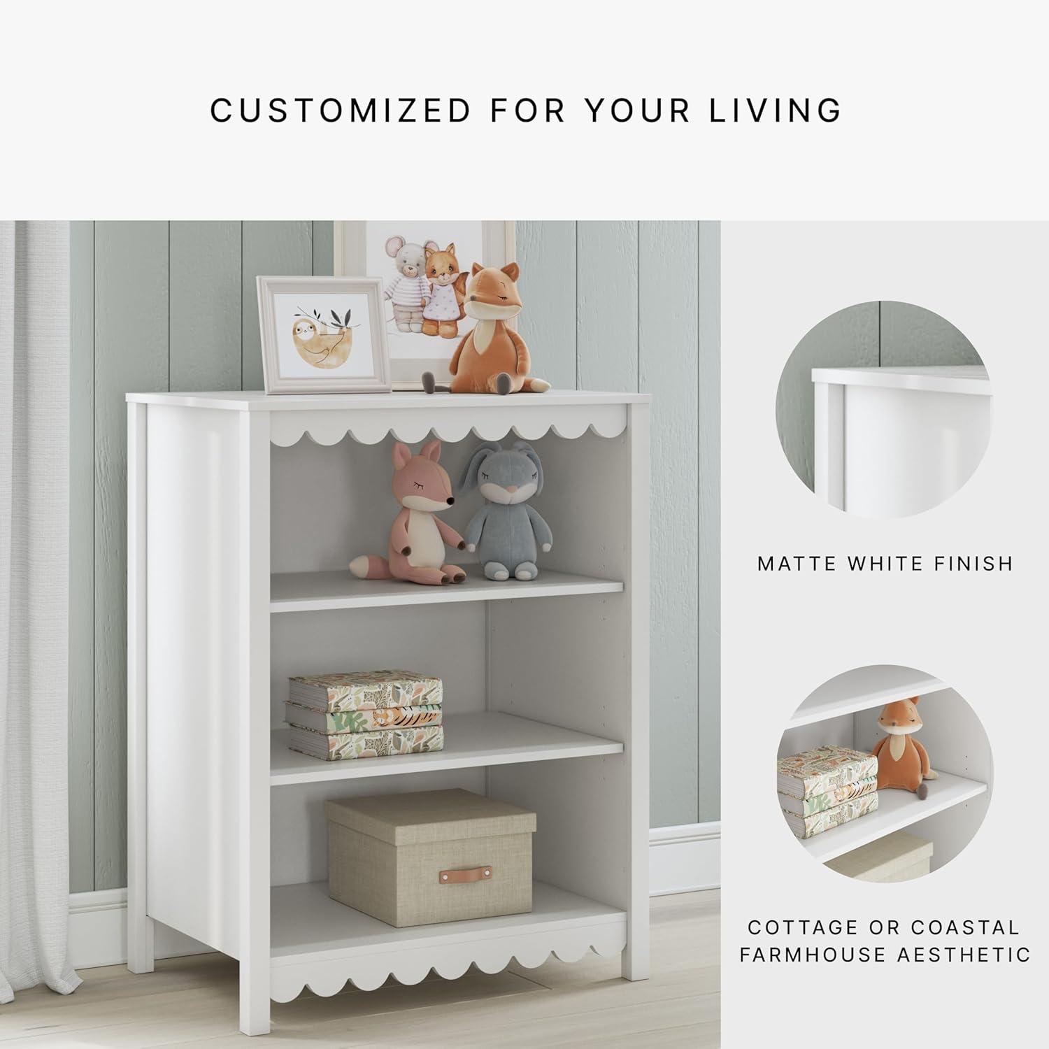 imageSignature Design by Ashley Hallityn Modern Freestanding 3Tier Bookcase with 2 Adjustable Shelves White