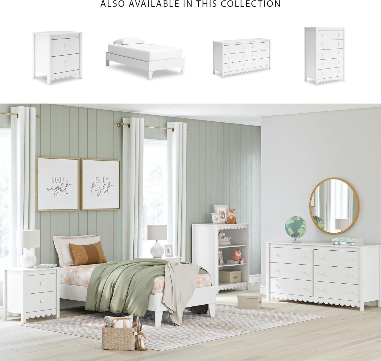 imageSignature Design by Ashley Hallityn Modern Freestanding 3Tier Bookcase with 2 Adjustable Shelves White