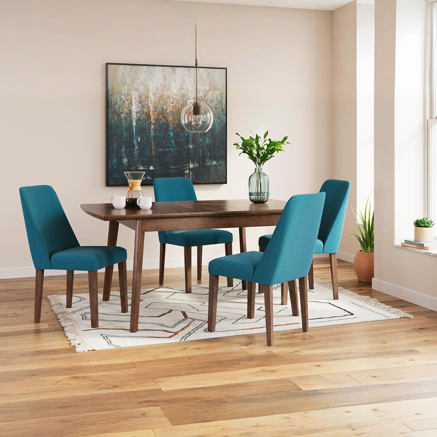 imageSignature Design by Ashley Lyncott Contemporary Dining Room Upholstered Side Chair with Foam Cushion 2 Count Yellow ampamp BrownBlue Brown