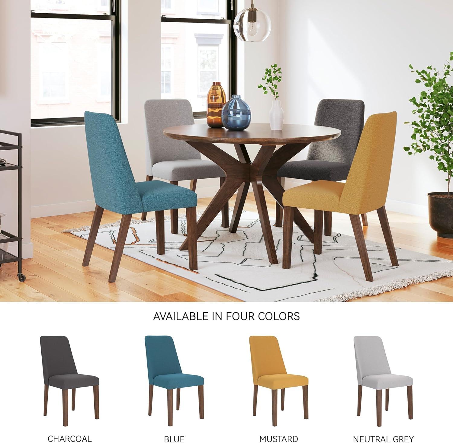 imageSignature Design by Ashley Lyncott Contemporary Dining Room Upholstered Side Chair with Foam Cushion 2 Count Yellow ampamp BrownBlue Brown