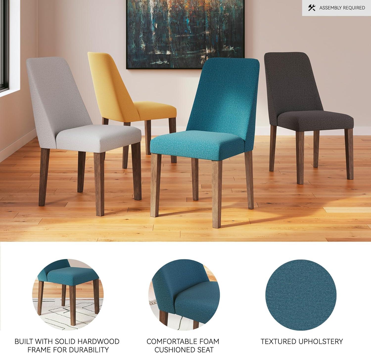 imageSignature Design by Ashley Lyncott Contemporary Dining Room Upholstered Side Chair with Foam Cushion 2 Count Yellow ampamp BrownBlue Brown