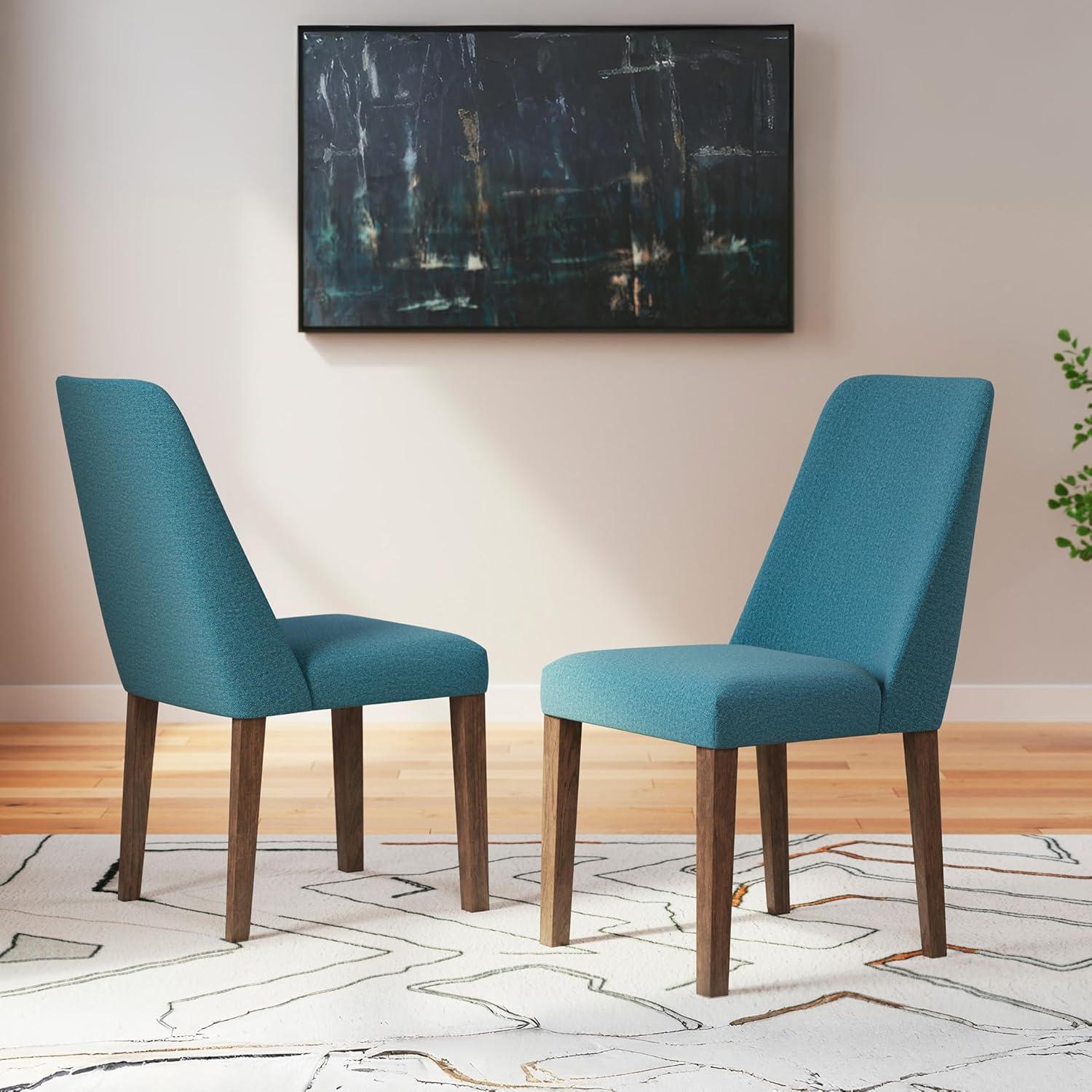 imageSignature Design by Ashley Lyncott Contemporary Dining Room Upholstered Side Chair with Foam Cushion 2 Count Yellow ampamp BrownBlue Brown