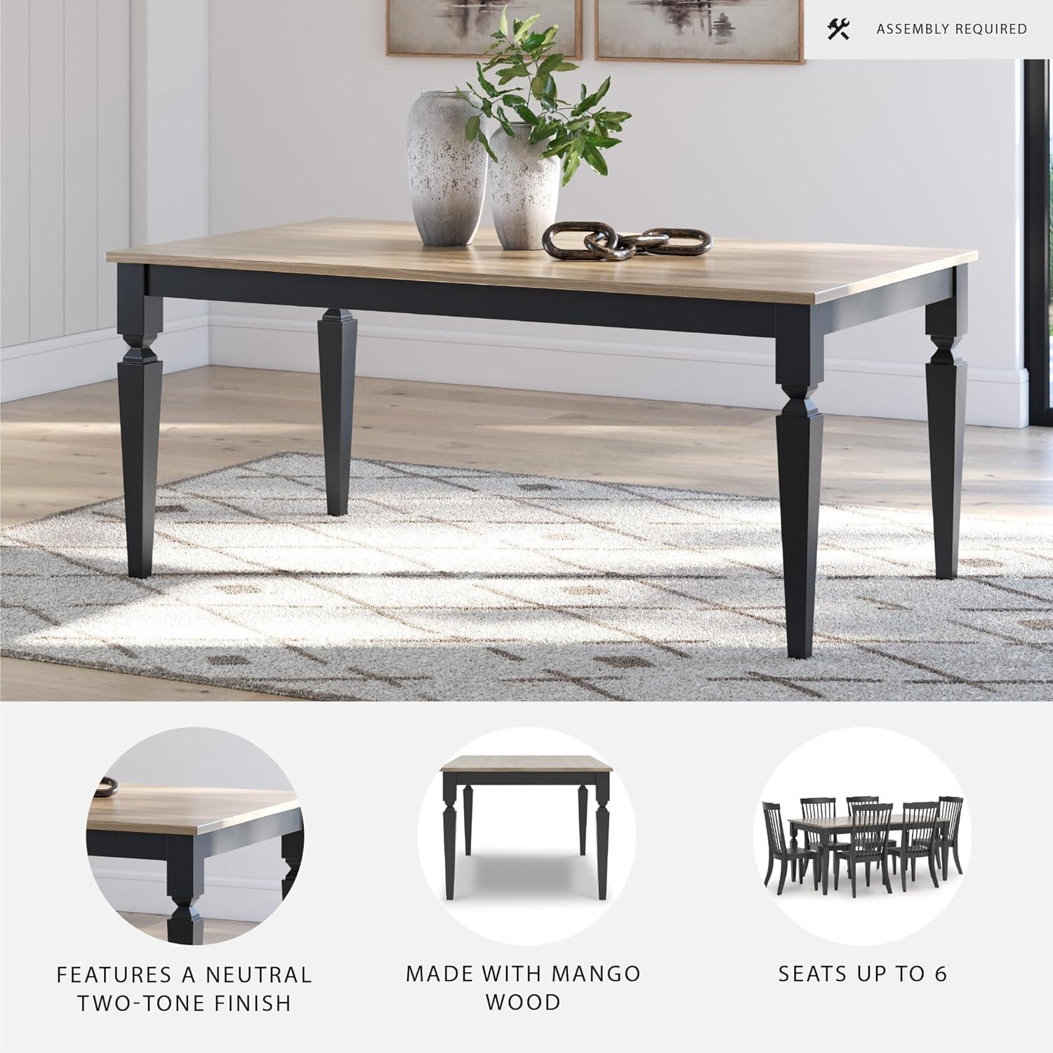 imageSignature Design by Ashley Owingsville Rustic Farmhouse Dining Room Table Black ampamp BrownGrayish BrownBlack