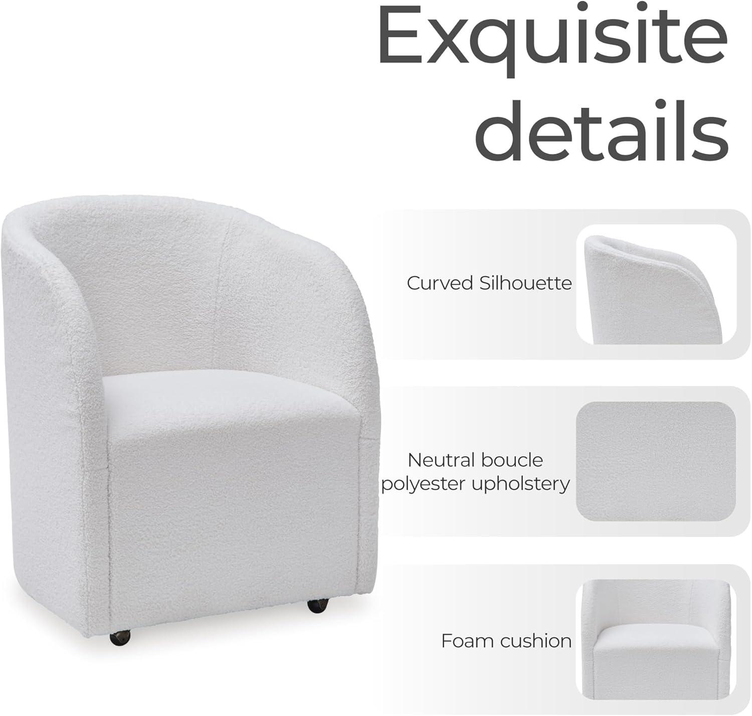 imageSignature Design by Ashley Rowanbeck Contemporary Upholstered Dining Chair with Casters Set of 2 WhiteWhite