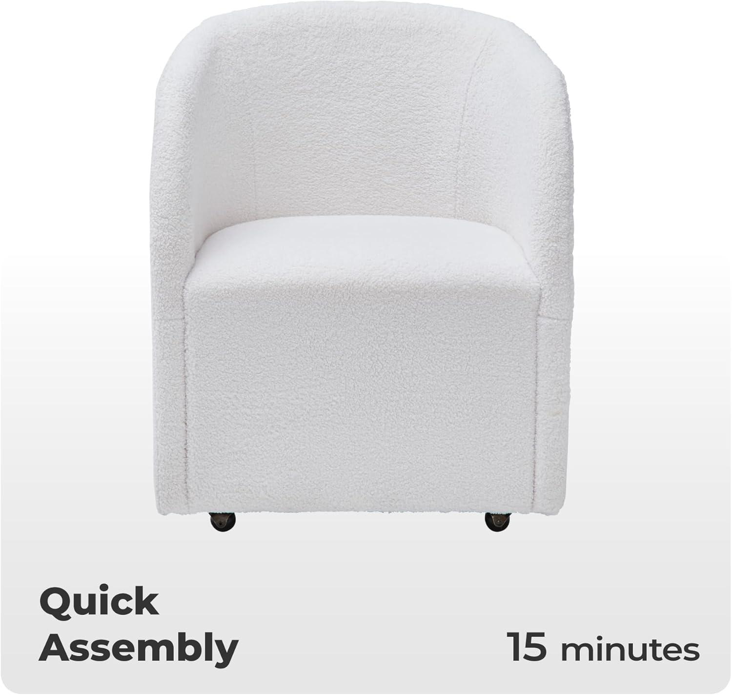 imageSignature Design by Ashley Rowanbeck Contemporary Upholstered Dining Chair with Casters Set of 2 WhiteWhite