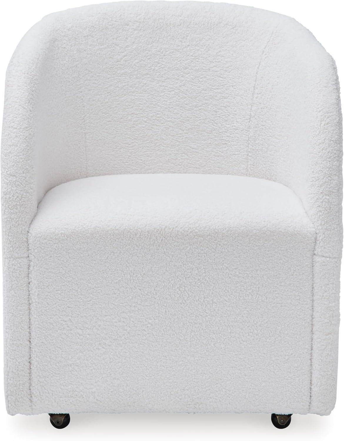 imageSignature Design by Ashley Rowanbeck Contemporary Upholstered Dining Chair with Casters Set of 2 WhiteWhite