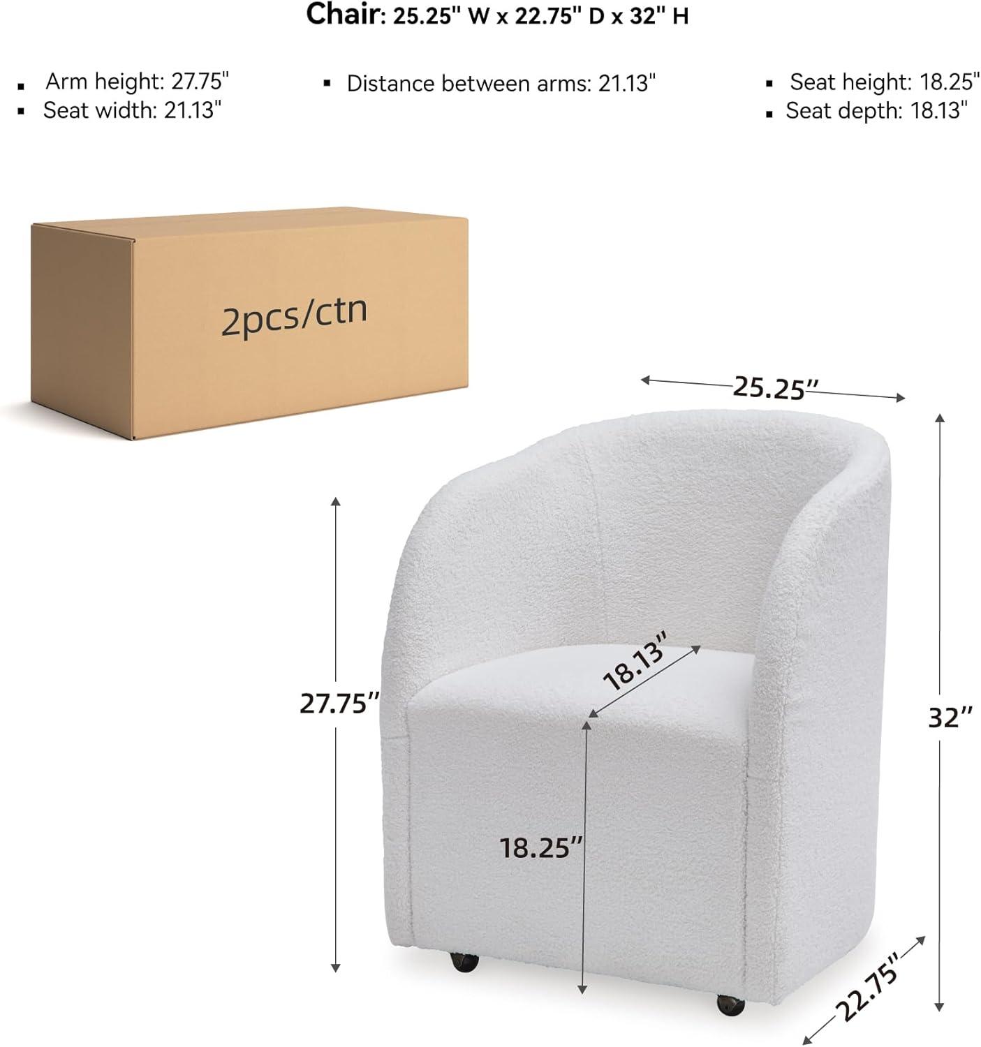imageSignature Design by Ashley Rowanbeck Contemporary Upholstered Dining Chair with Casters Set of 2 WhiteWhite