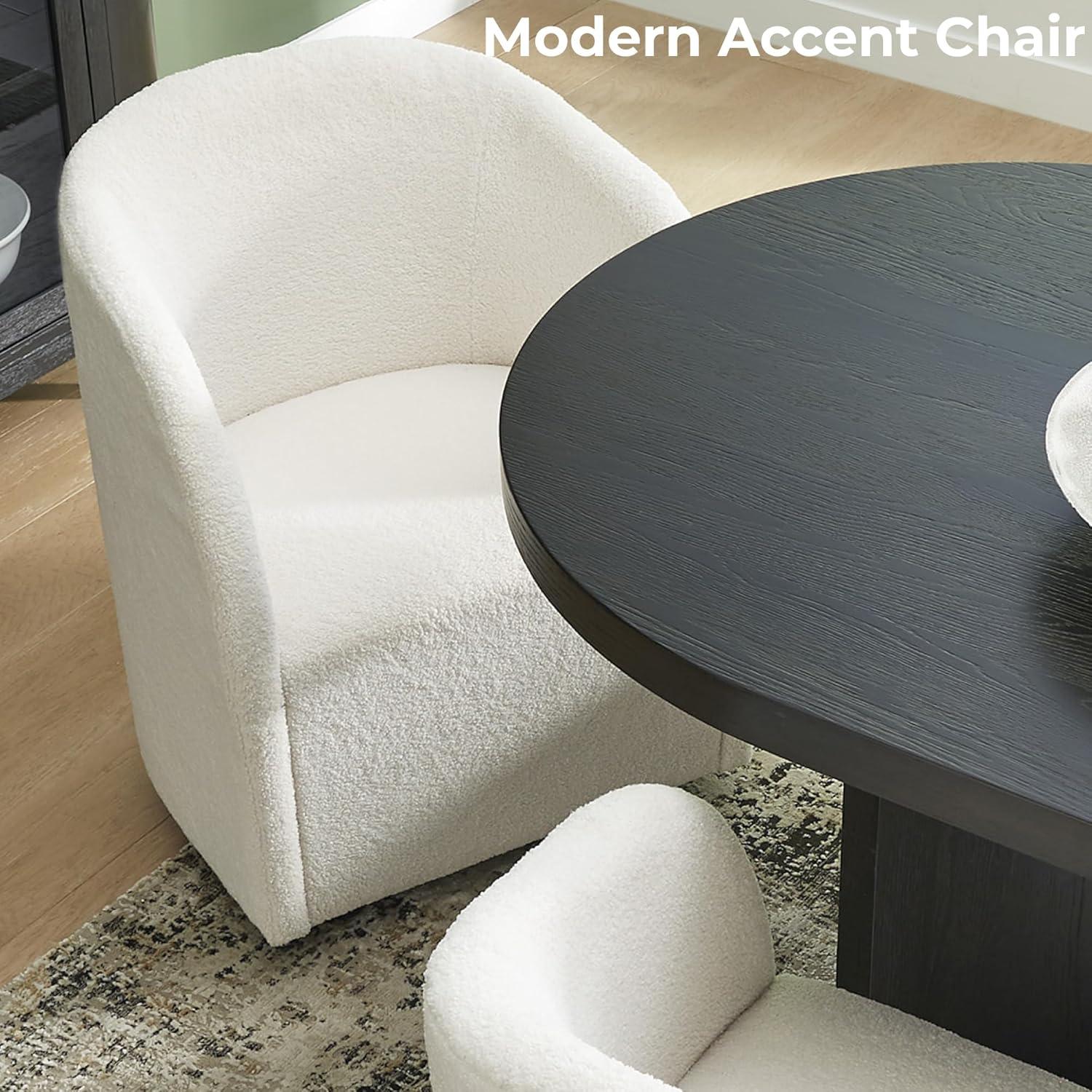 imageSignature Design by Ashley Rowanbeck Contemporary Upholstered Dining Chair with Casters Set of 2 WhiteWhite