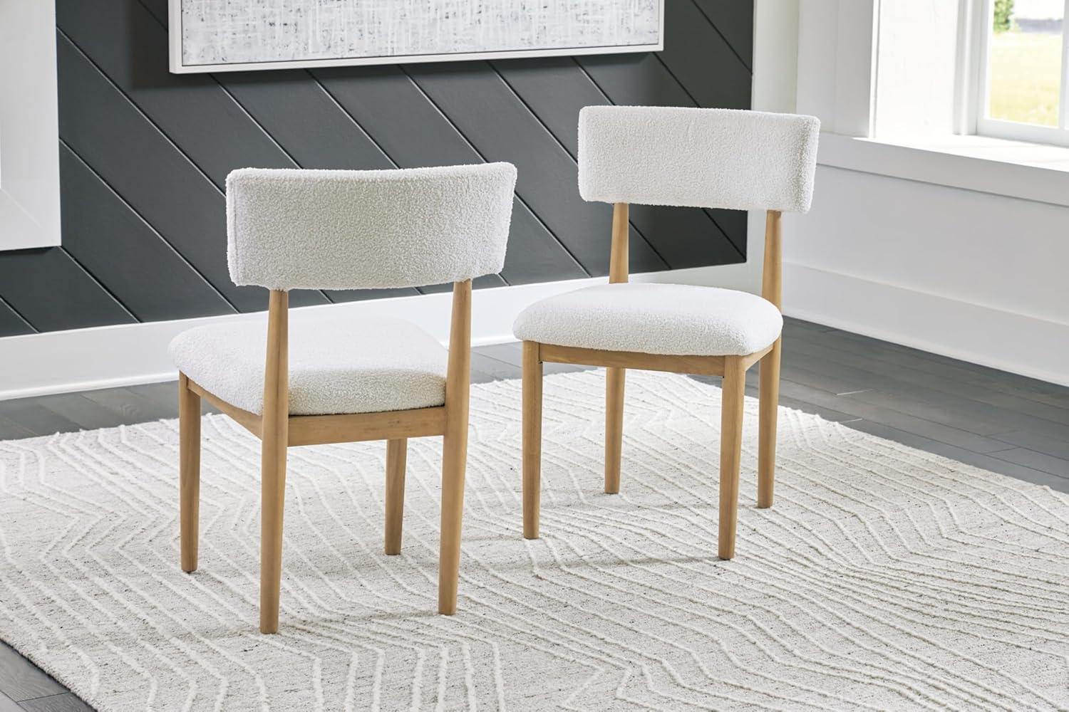 imageSignature Design by Ashley Sawdyn Solid Wood Frame Dining Chair Set of 2 WhiteLight BrownNatural