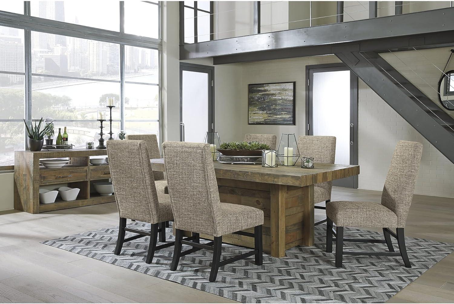 imageSignature Design by Ashley Sommerford Urban Farmhouse Faux Leather Upholstered Dining Chair Set of 2 Dark BrownModern