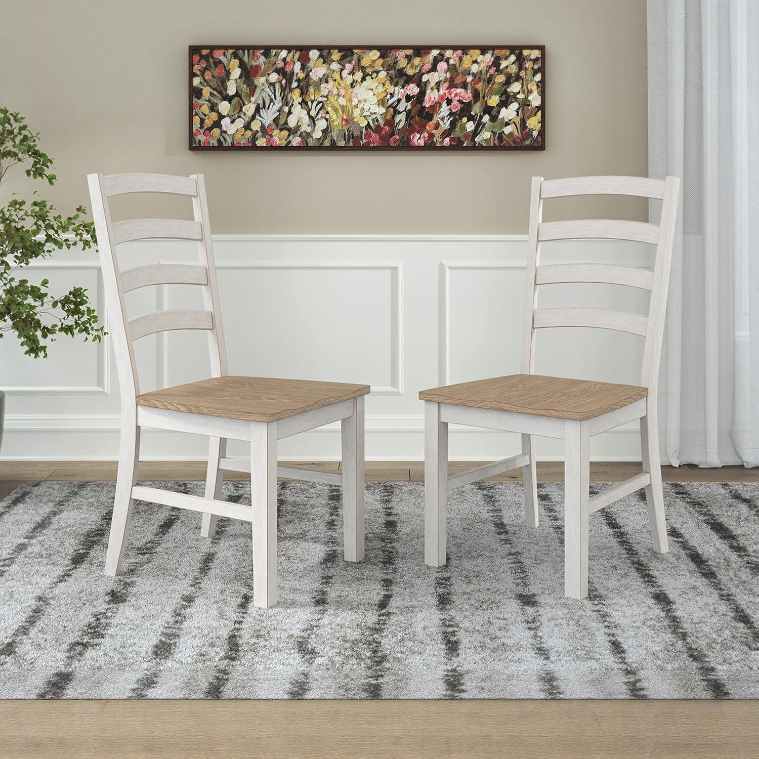 imageSignature Design by Ashley Westlinport Casual Dining Chair with High Back Set of 2 White ampamp Light Brown