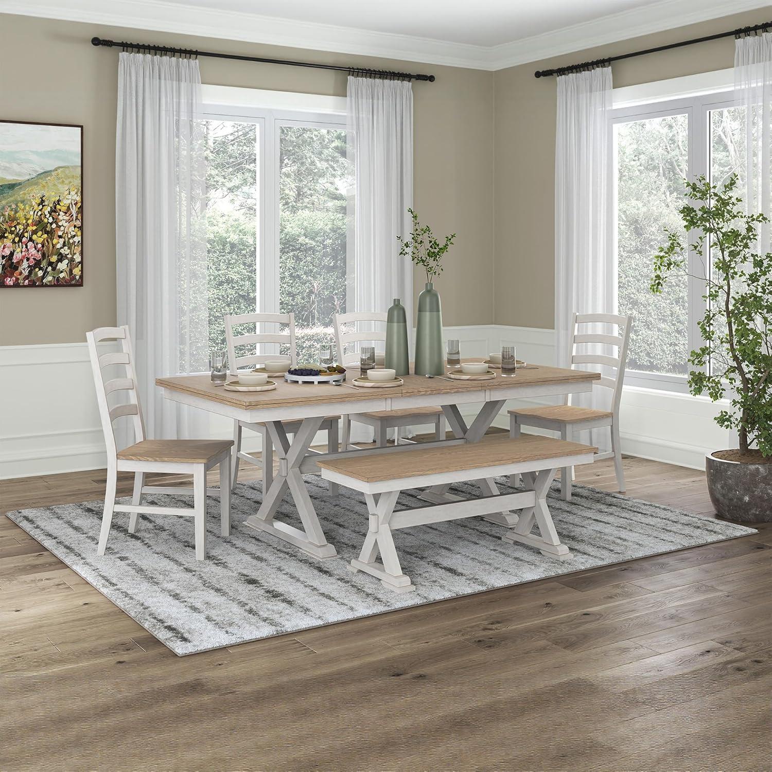 imageSignature Design by Ashley Westlinport Casual Dining Chair with High Back Set of 2 White ampamp Light Brown