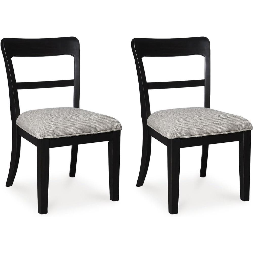 imageSignature Design by Ashley Chadworth Transitional Upholstered Dining Chair with Saber Leg and Adjustable Leveler Set of 2 WhiteBlack