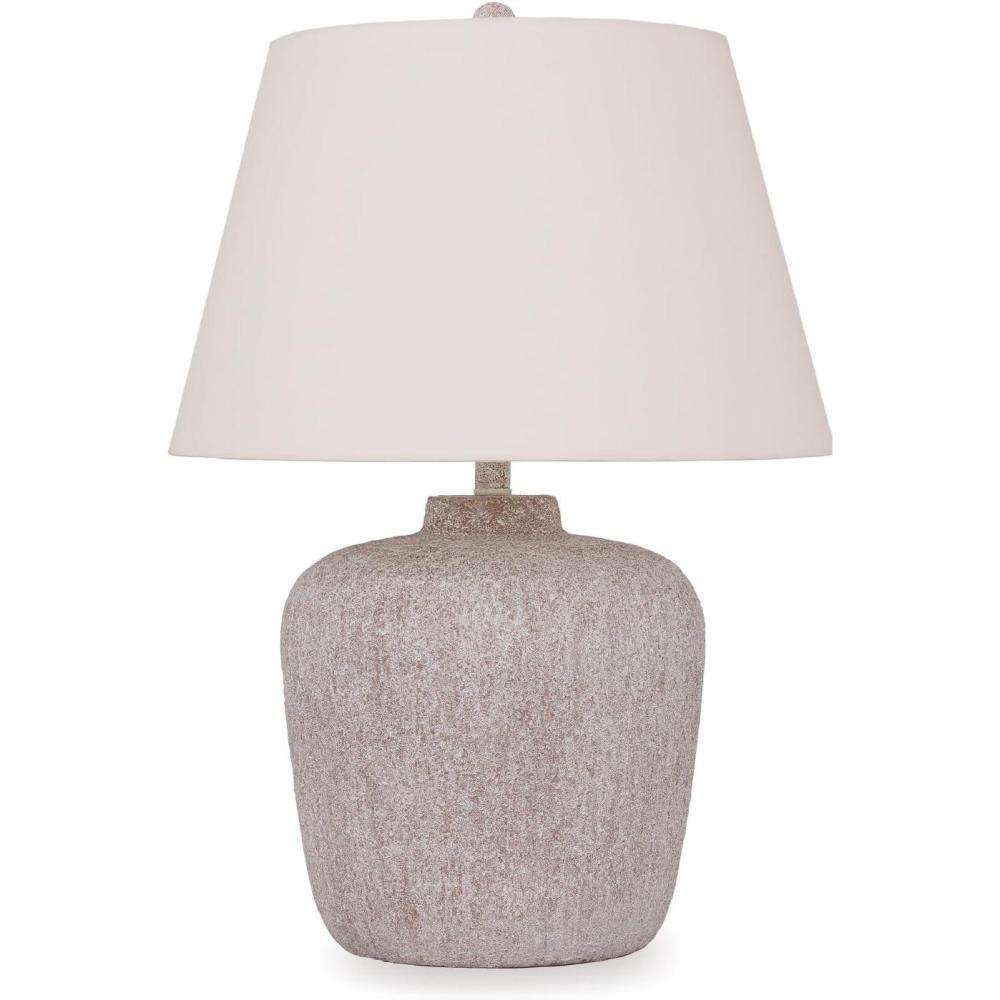 imageSignature Design by Ashley Danry Industrial Distressed Metal Table Lamp with 3Way Switch White ampamp Light Brown