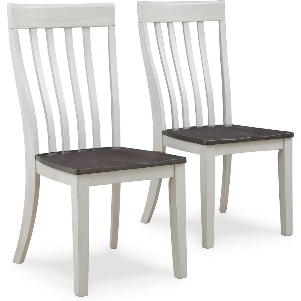 imageSignature Design by Ashley Darborn Farmhouse Armless Dining Chair with Contoured Seat Set of 2 White ampamp Gray
