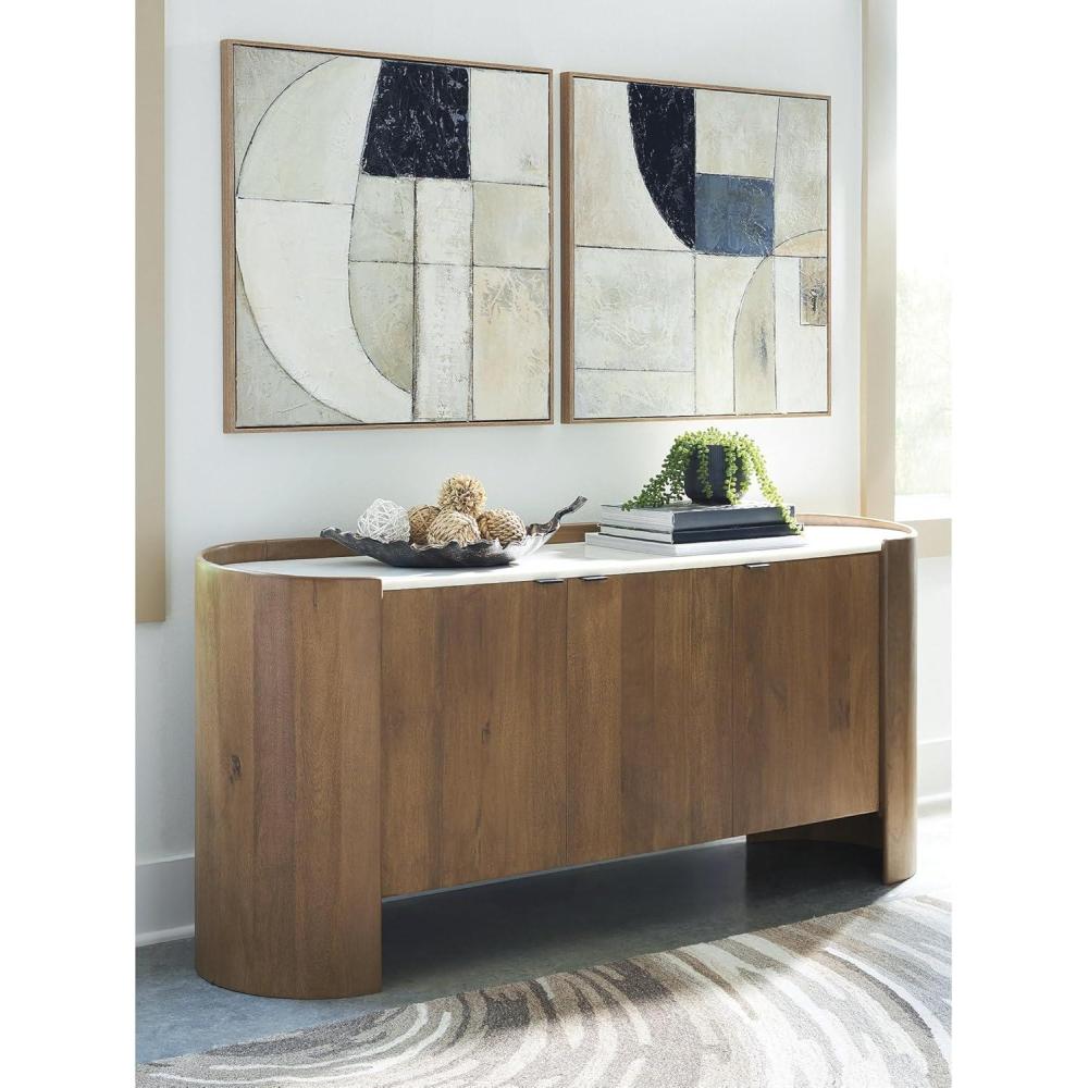 imageSignature Design by Ashley Fitzroy Contemporary Accent Cabinet with AntiTipping Light Brown ampamp White