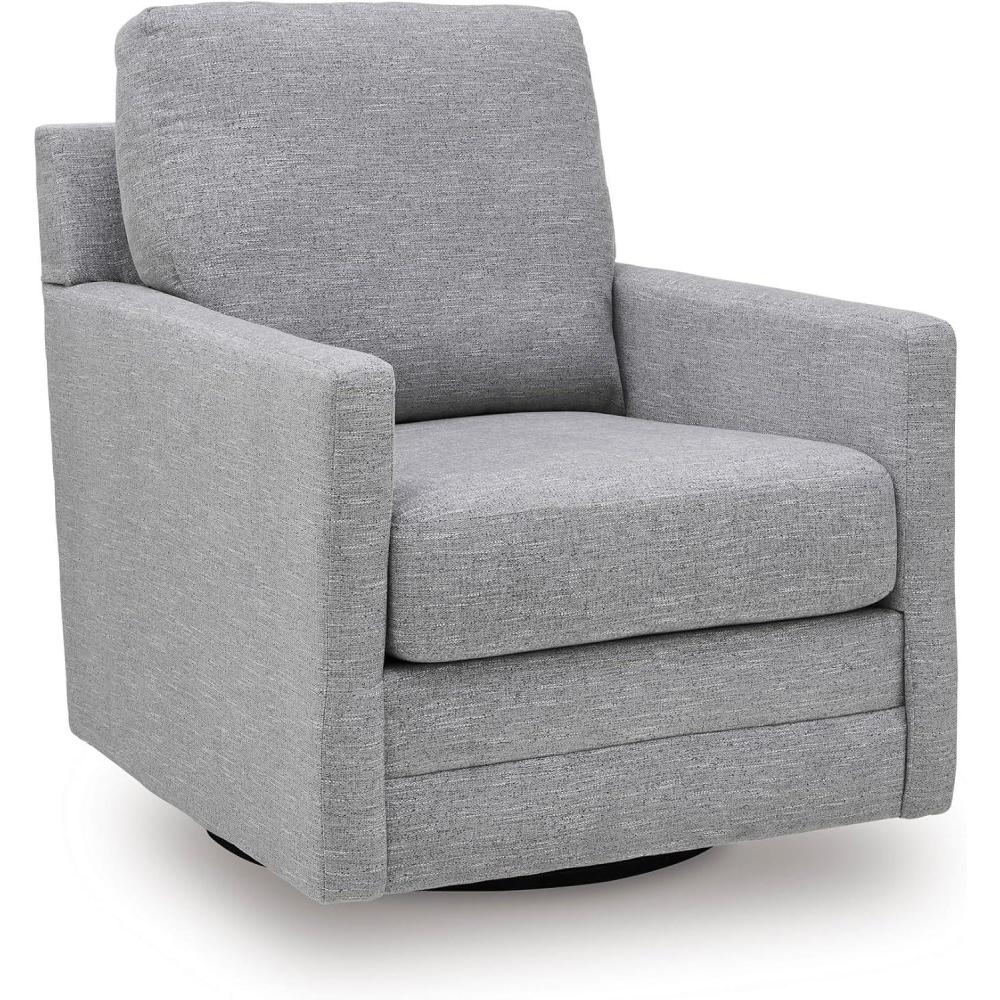 imageSignature Design by Ashley Freybourne NextGen Nuvella Casual Stain Resistant Swivel Accent Chair with Reversible Cushions Light BrownGrey