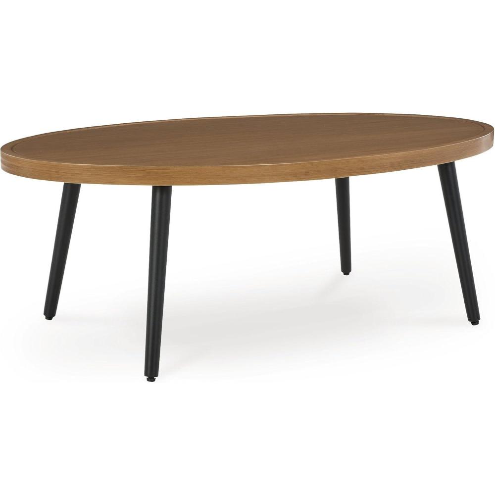 imageSignature Design by Ashley Horizon Hall Casual Outdoor Coffee Table with 4 Legs Light Brown ampamp Black