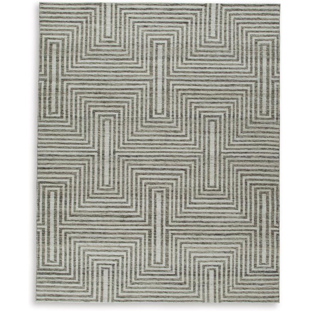 imageSignature Design by Ashley Jossen Boho Wool Blend Indoor 8 x 10 Rug with Geometric Pattern Beige ampamp Gray81 x 911 Rectangular