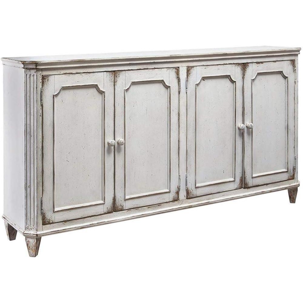 imageSignature Design by Ashley Mirimyn Distressed 4Door Accent Cabinet or TV Stand Antique White