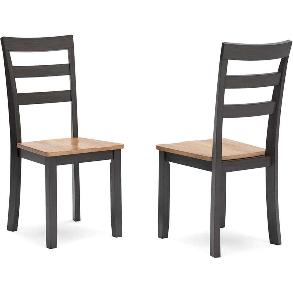 imageSignature Design by Ashley Woodanville 18quot Cottage Ladderback Dining Chair 2 Count Cream ampamp BrownLight Brown  Dark Brown