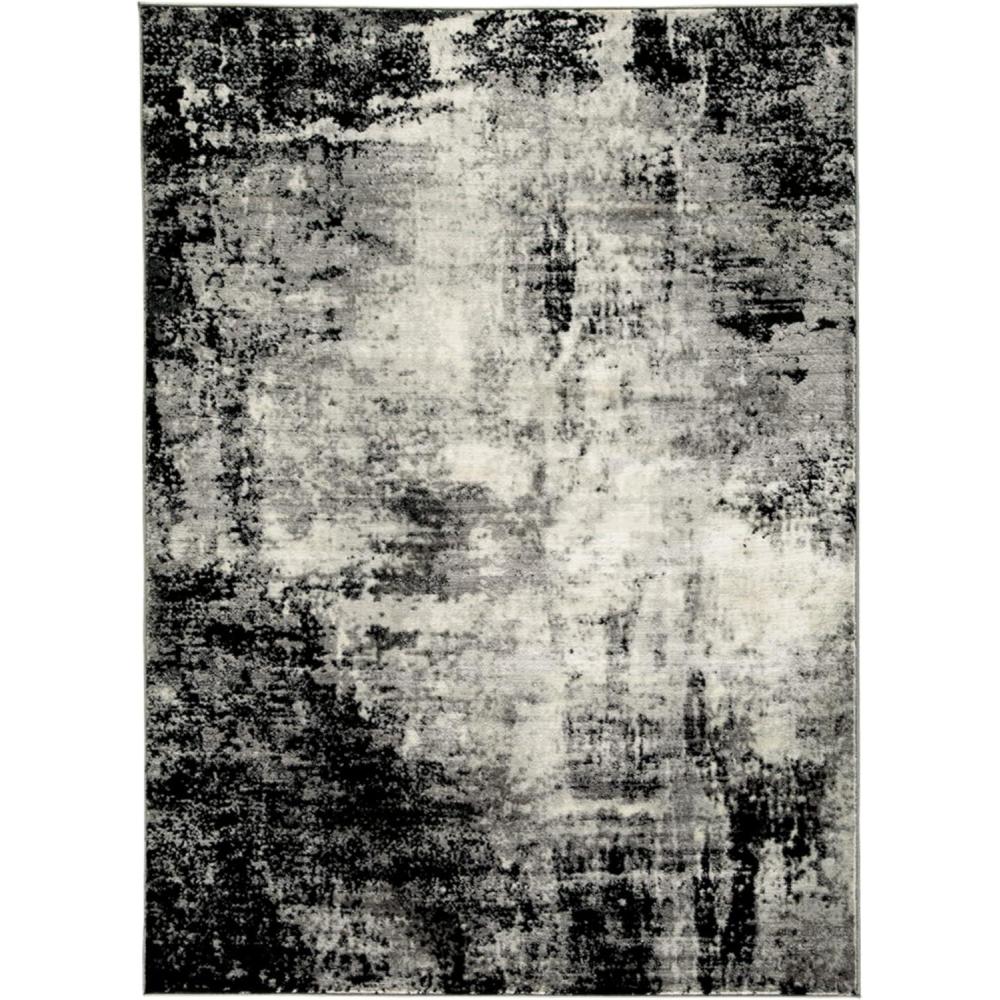 imageSignature Design by Ashley Zekeman Contemporary 5 x 7 Medium Pile Abstract Design Rug Black Cream ampamp Gray53 x 77 Rectangular