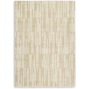 Signature Design by Ashley Ardenville Modern Indoor Washable Striped 5 x 7 Rug with Non Slip Backing, Light Brown & White