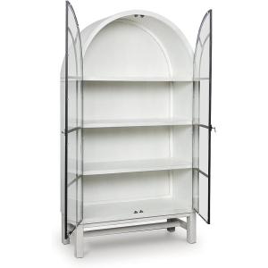 Signature Design by Ashley Chadworth Classic Display Cabinet with Anti-Tipping, Light Brown & Black(White & Black)