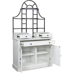 Signature Design by Ashley Chadworth Traditional Bakers Rack Base with Adjustable Shelves and Felt-Lined Drawers, White & Gray