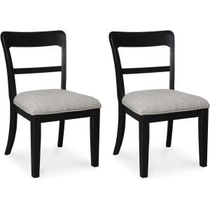 Signature Design by Ashley Chadworth Transitional Upholstered Dining Chair with Saber Leg and Adjustable Leveler, Set of 2, White(Black)