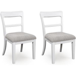 Signature Design by Ashley Chadworth Transitional Upholstered Dining Chair with Saber Leg and Adjustable Leveler, Set of 2, White(White)