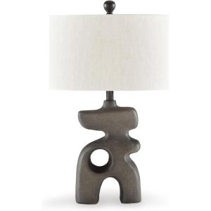 Signature Design by Ashley Danacy Farmhouse Distressed Paper Composite Table Lamp with 3-Way Switch, Black