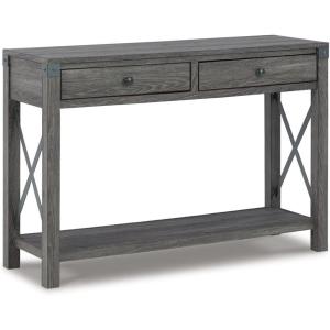 Signature Design by Ashley Freedan Rustic Farmhouse Console Sofa Table, Gray(Grey)