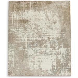 Signature Design by Ashley Grifflain Contemporary Indoor Washable Abstract Pattern 8 x 10 Rug , Light Brown & Light Gray