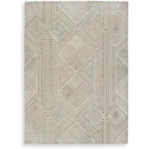 Signature Design by Ashley Jadott Casual Indoor Geometric Wool Blend Handmade 8 x 10 Large Rug, Beige & Light Brown(5’2″ x 7’1″ (Rectangular))