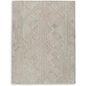 Signature Design by Ashley Jadott Casual Indoor Geometric Wool Blend Handmade 8 x 10 Large Rug, Beige & Light Brown(7’7″ x 9’10” (Rectangular))
