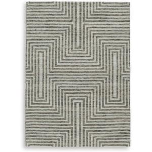 Signature Design by Ashley Jossen Boho Wool Blend Indoor 8 x 10 Rug with Geometric Pattern, Beige & Gray(5′ x 7′ (Rectangular))